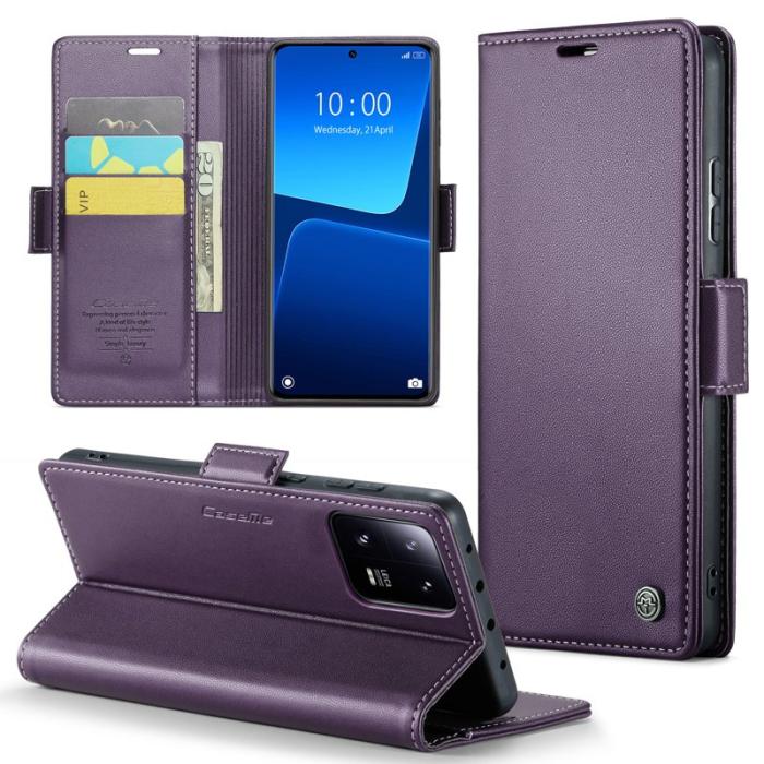 Caseme - CASEME 023 Xiaomi 13 Pro 5G Läderfodral RFID Blockering Lila