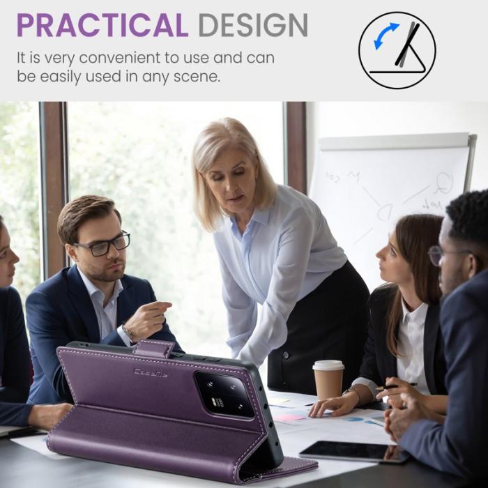 Caseme - CASEME 023 Xiaomi 13 Pro 5G Läderfodral RFID Blockering Lila