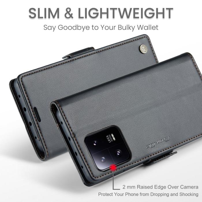 Caseme - CASEME 023 Xiaomi 13 Pro 5G Läderfodral RFID Blockering Svart