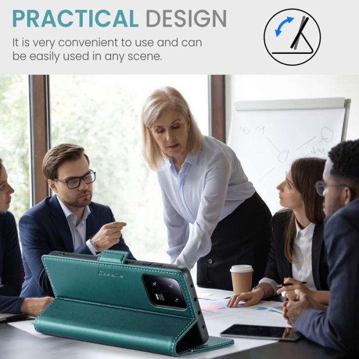 Caseme - CASEME 023 Xiaomi 13 Pro 5G Läderfodral RFID Grön