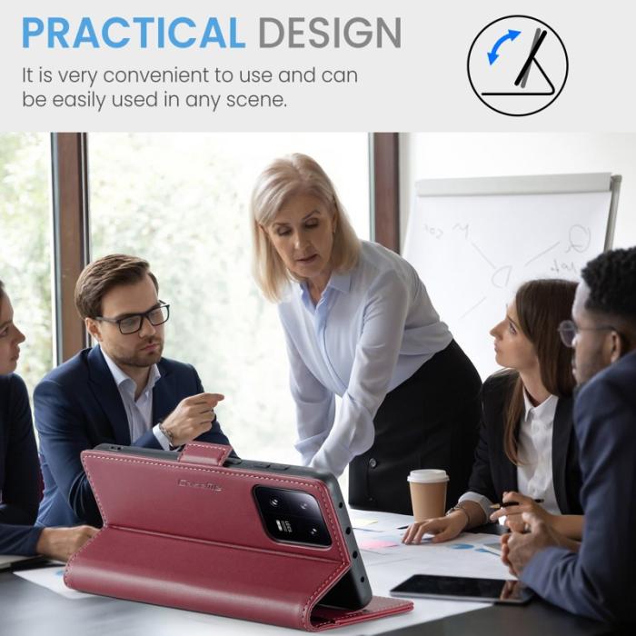 Caseme - CASEME 023 Xiaomi 13 Pro 5G Läderfodral RFID Röd