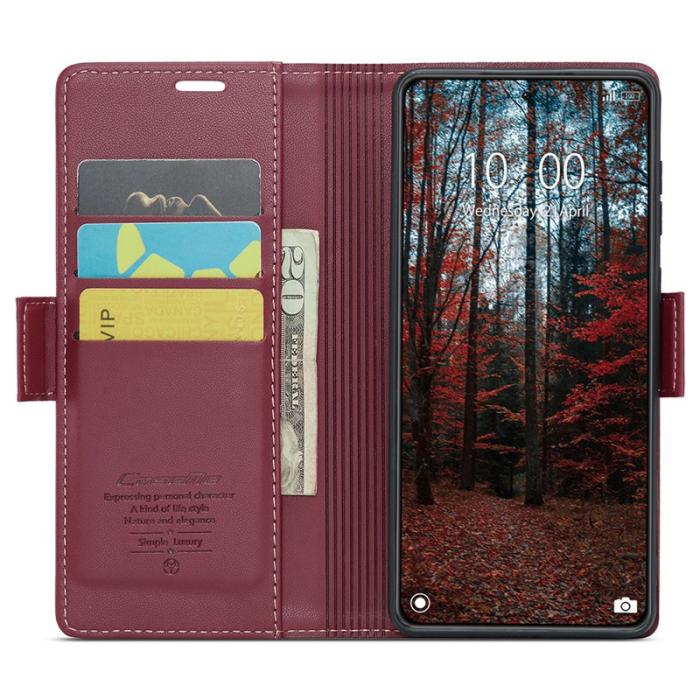 Caseme - CASEME 023 Xiaomi 14 Magnetiskt Läderfodral RFID Röd