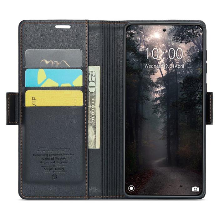 Caseme - CASEME 023 Xiaomi 14 Magnetiskt Läderfodral RFID Svart