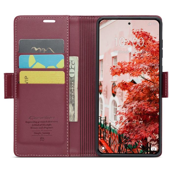 Caseme - CASEME 023 Xiaomi 14 Pro Läderfodral RFID Blockering Röd