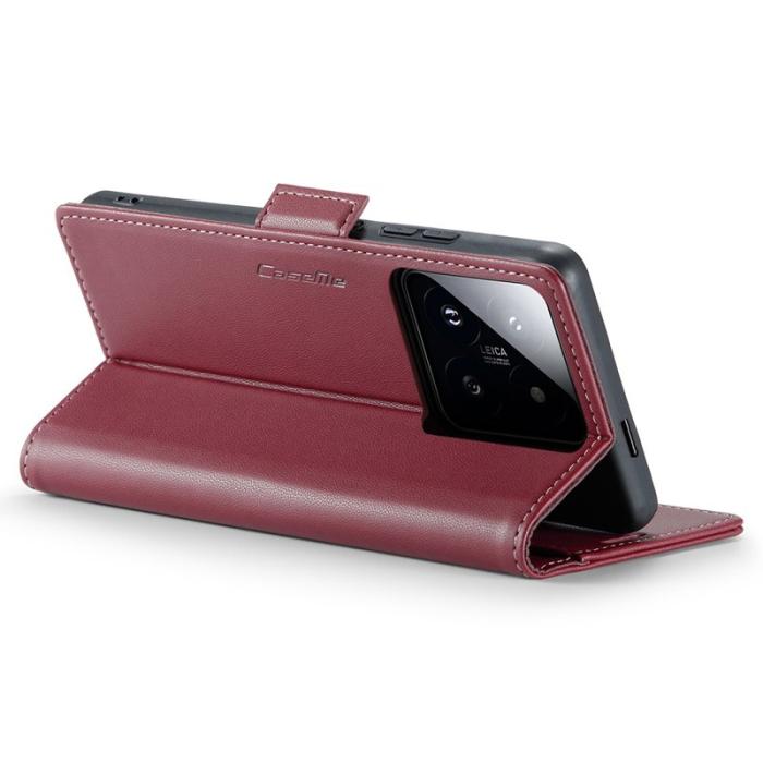 Caseme - CASEME 023 Xiaomi 14 Pro Läderfodral RFID Blockering Röd