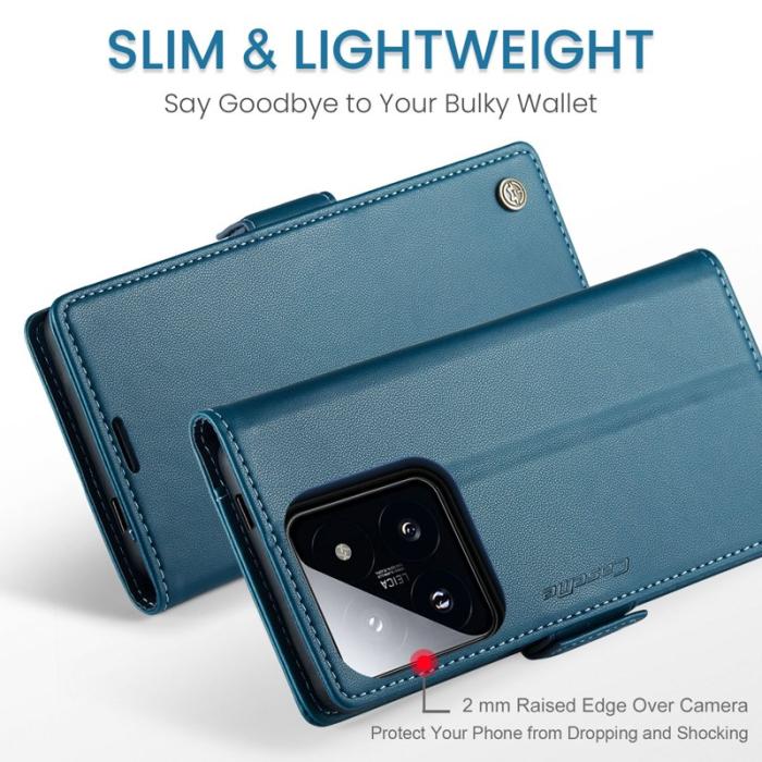 Caseme - CASEME 023 Xiaomi 14 Pro Läderfodral RFID Blokering Blå