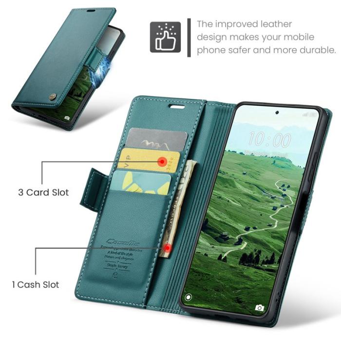 Caseme - CASEME 023 Xiaomi 14 Pro Läderfodral RFID Skydd Grön