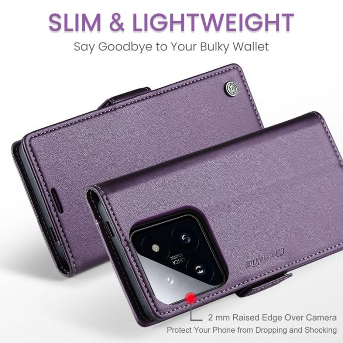 Caseme - CASEME 023 Xiaomi 14 Pro Läderfodral RFID Skydd Lila
