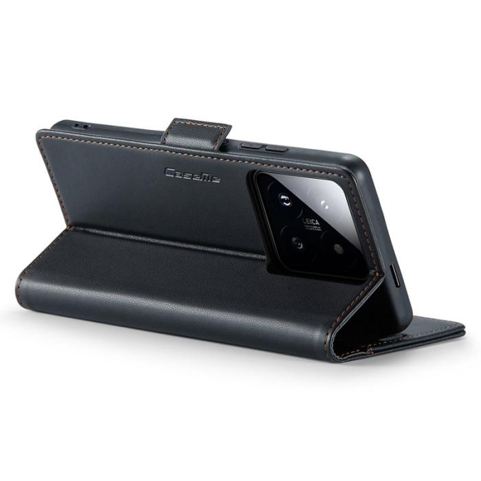 Caseme - CASEME 023 Xiaomi 14 Pro Läderfodral RFID Skydd Svart