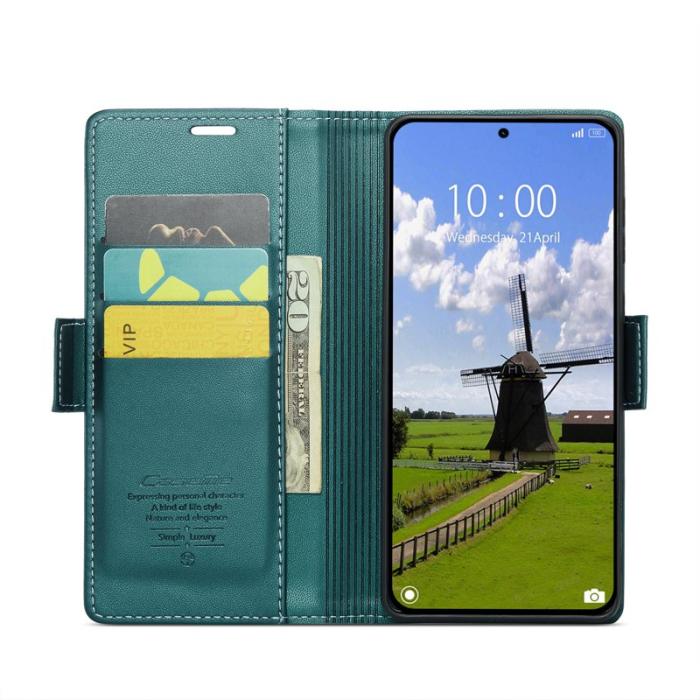 Caseme - CASEME 023 Xiaomi 14T Pro Läderfodral RFID Grön