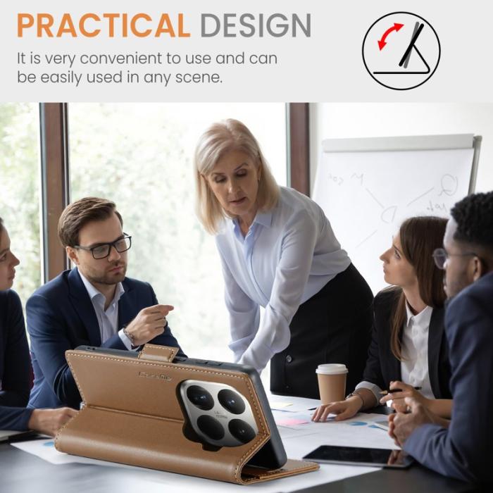 Caseme - CASEME 023 Xiaomi 15T Pro Skal RFID Blocker Glansig Brun