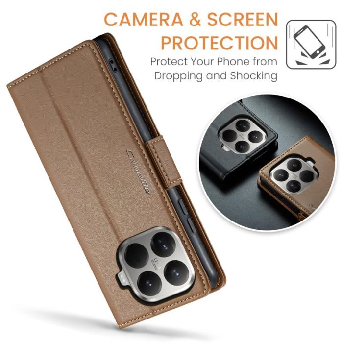 Caseme - CASEME 023 Xiaomi 15T Pro Skal RFID Blocker Glansig Brun