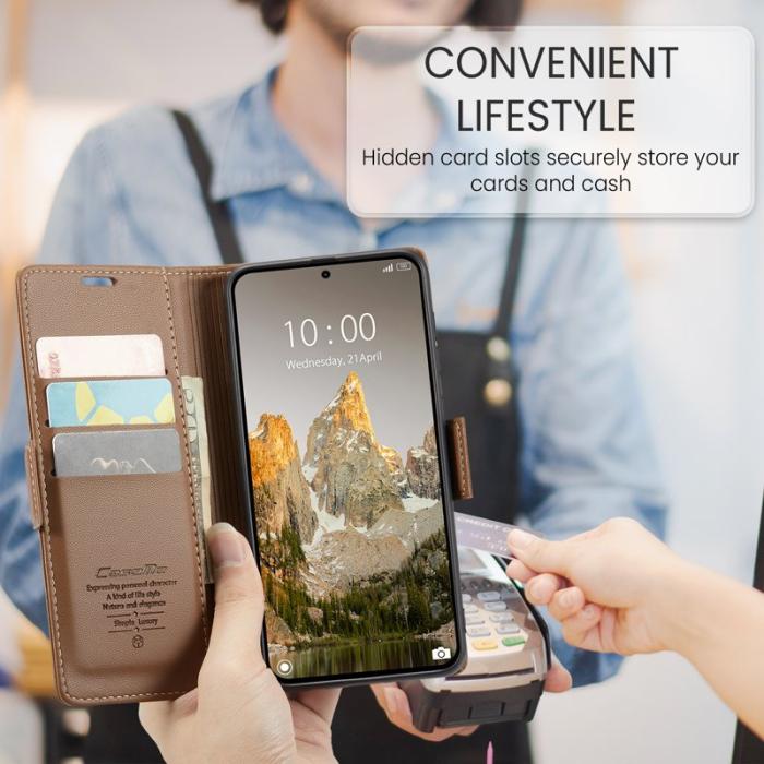 Caseme - CASEME 023 Xiaomi 15T Pro Skal RFID Blocker Glansig Brun