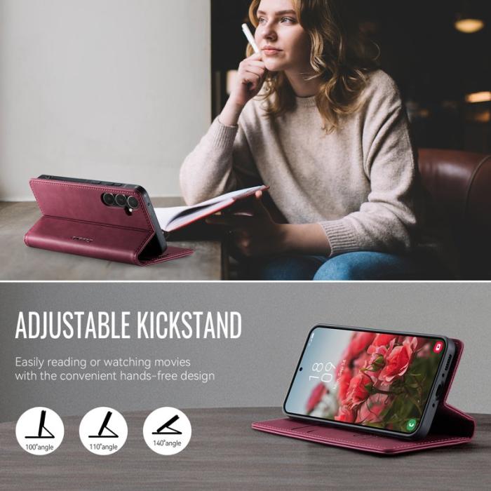 Caseme - CASEME 033 Fodral för Samsung Galaxy A35 5G Läder Röd