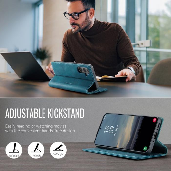 Caseme - CASEME 033 Fodral för Samsung Galaxy A55 5G - Grön Läder