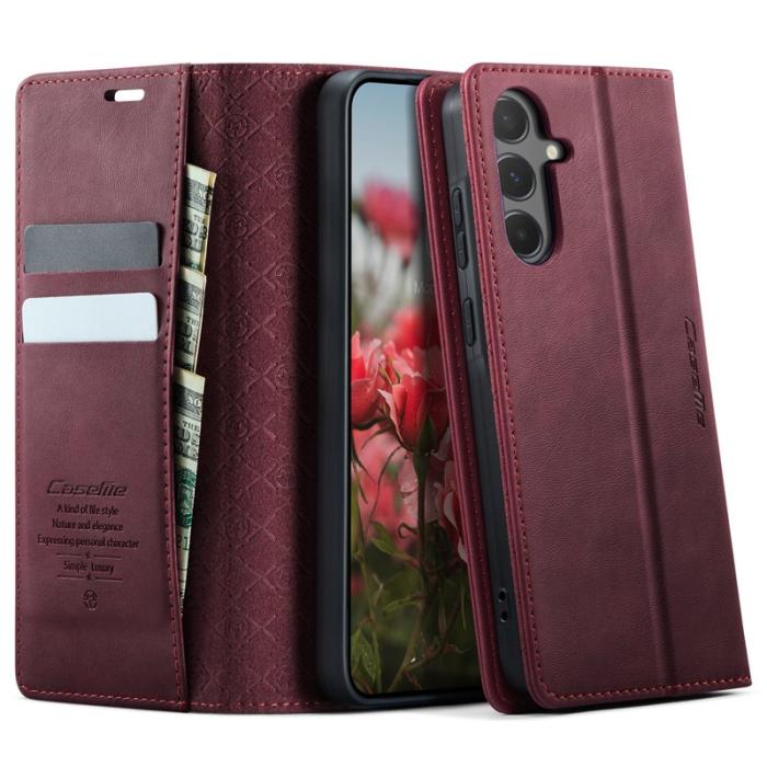 Caseme - CASEME 033 Fodral för Samsung Galaxy A55 5G - Röd Läder