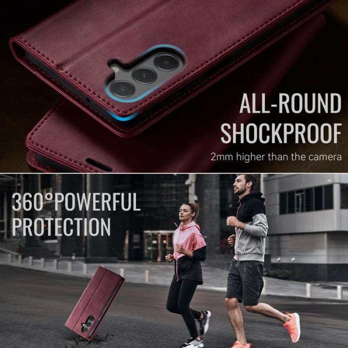 Caseme - CASEME 033 Fodral för Samsung Galaxy A55 5G - Röd Läder