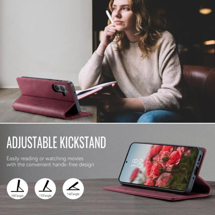 Caseme - CASEME 033 Fodral för Samsung Galaxy A55 5G - Röd Läder