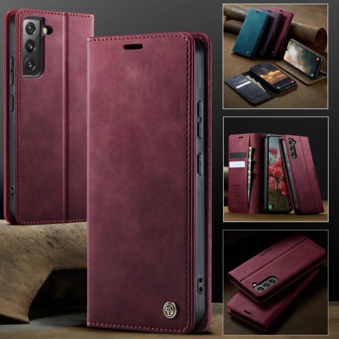 Caseme - CASEME 033 Fodral för Samsung Galaxy S22 5G Läder Röd
