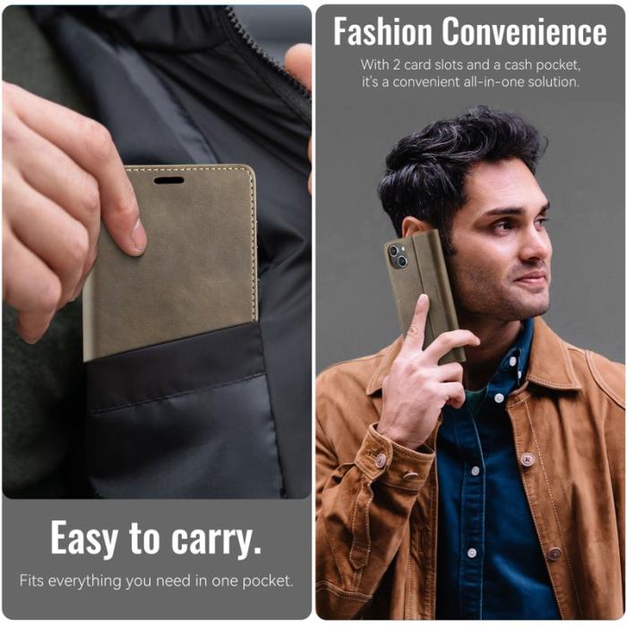 Caseme - CASEME 033 Fodral till iPhone 13 mini, RFID-blockerande, Kaffe