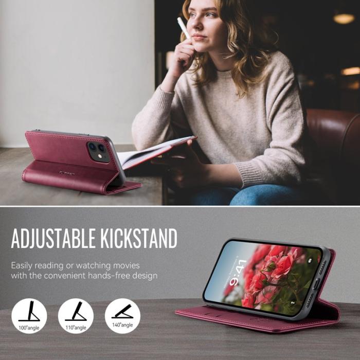 Caseme - CASEME 033 iPhone 11 Fodral RFID Blocker Läder Röd