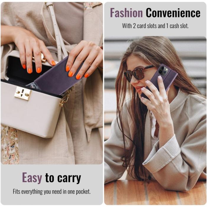 Caseme - CASEME 033 iPhone 11 Pro Skal RFID Blocker Läder Lila