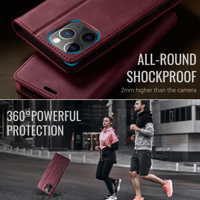 Caseme - CASEME 033 iPhone 11 Pro Skal RFID Blocker Läder Röd