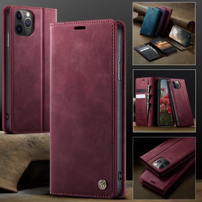 Caseme - CASEME 033 iPhone 11 Pro Skal RFID Blocker Läder Röd