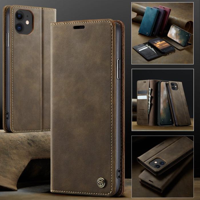 Caseme - CASEME 033 iPhone 11 Skal RFID Blocker Läder Kaffe