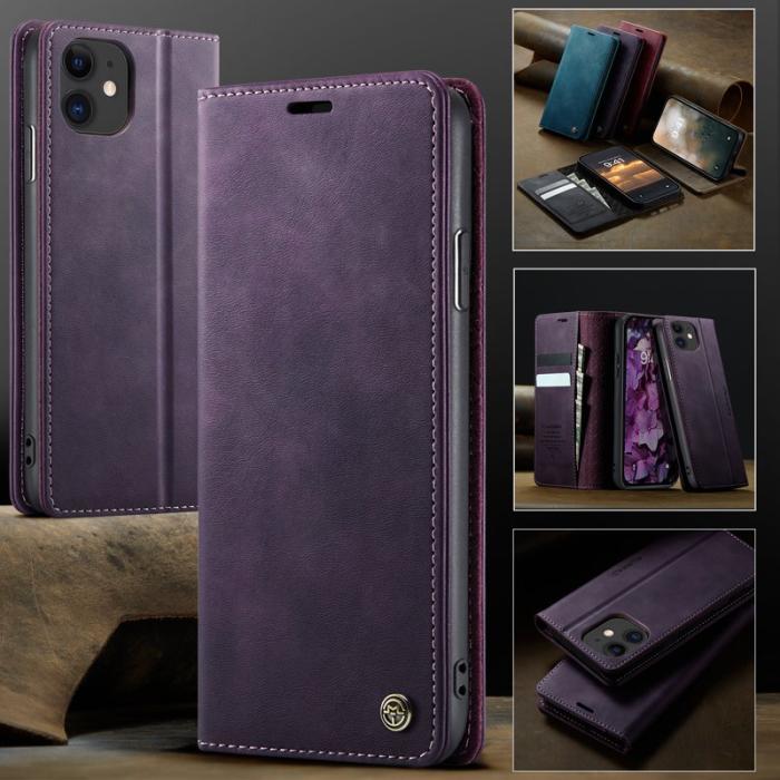 Caseme - CASEME 033 iPhone 11 Skal RFID Blocker Läder Lila