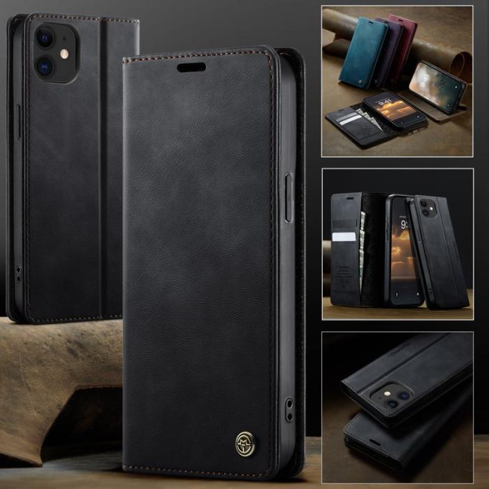 Caseme - CASEME 033 iPhone 12 mini Skal RFID Blocker Läder Svart