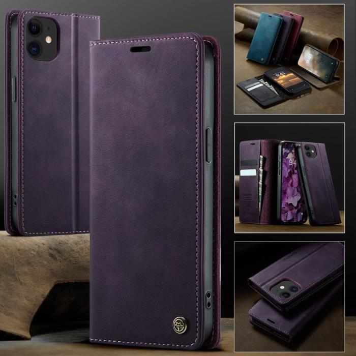 Caseme - CASEME 033 iPhone 12 mini Skal RFID Blocker Lila Läder