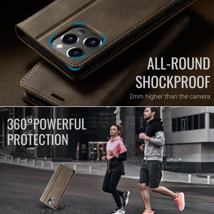 Caseme - CASEME 033 iPhone 12 Pro Max Skal RFID Blocker Läder Kaffe