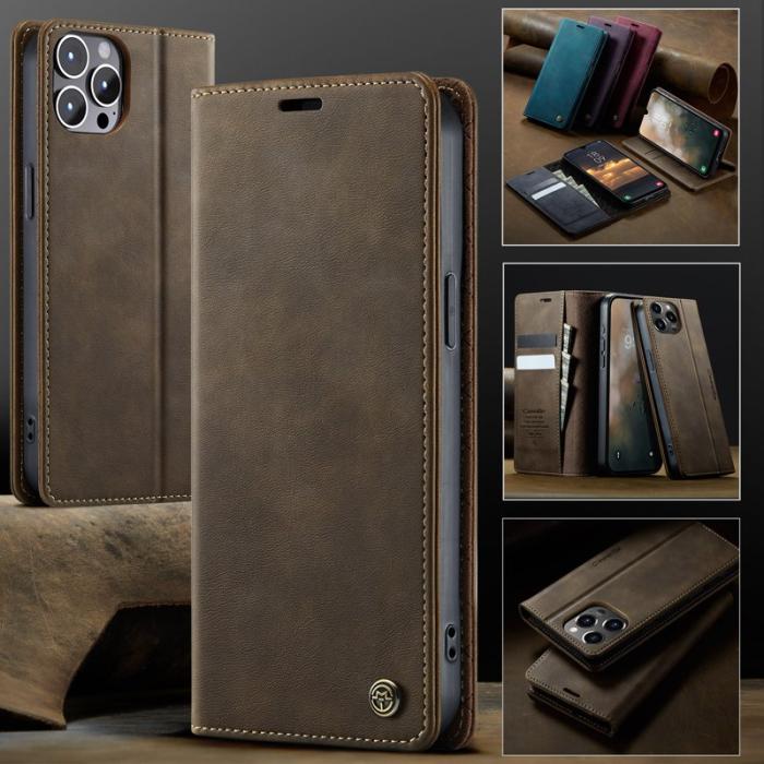 Caseme - CASEME 033 iPhone 12 Pro Max Skal RFID Blocker Läder Kaffe