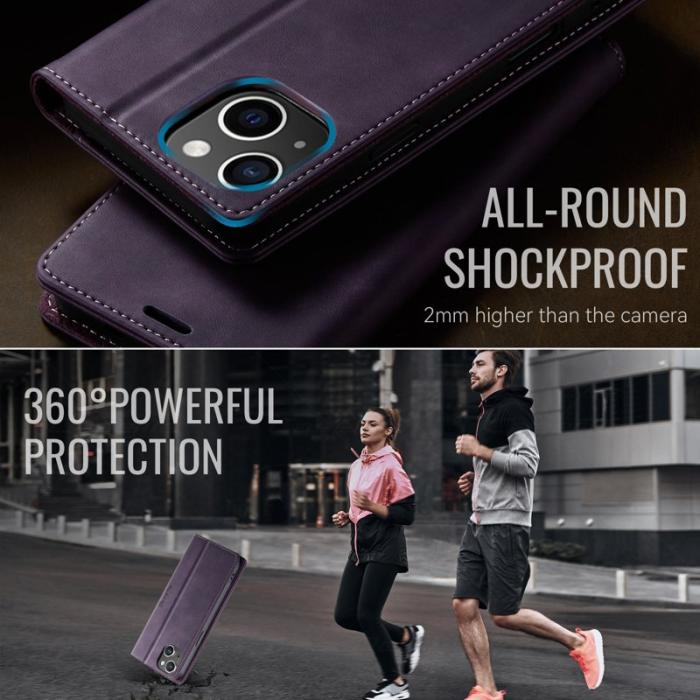 Caseme - CASEME 033 iPhone 13 Fodral RFID Blocker Läder Lila