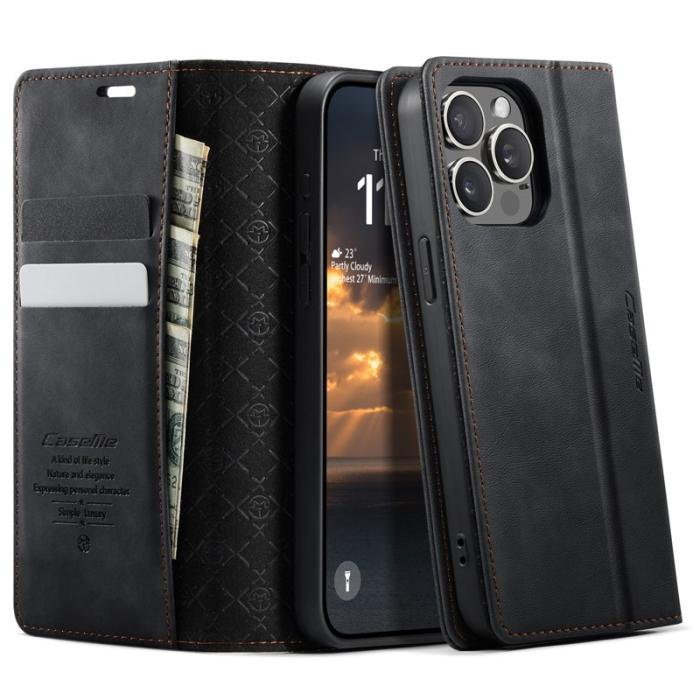 Caseme - CASEME 033 iPhone 13 Pro Max Fodral RFID Skydd Läder Svart