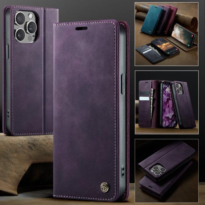 Caseme - CASEME 033 iPhone 13 Pro Skal RFID Blocker Lila Läder