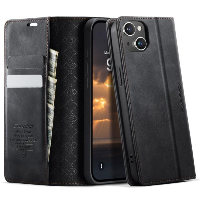 Caseme - CASEME 033 iPhone 14 Fodral RFID Blocker Läder Svart