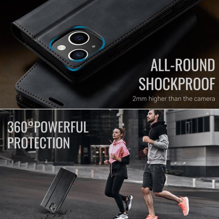 Caseme - CASEME 033 iPhone 14 Fodral RFID Blocker Läder Svart