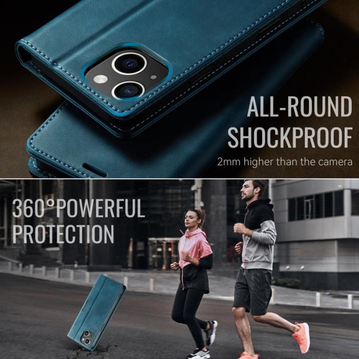 Caseme - CASEME 033 iPhone 14 Plus Skal RFID Blocker Läder Grön