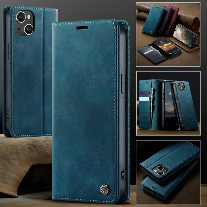 Caseme - CASEME 033 iPhone 14 Plus Skal RFID Blocker Läder Grön