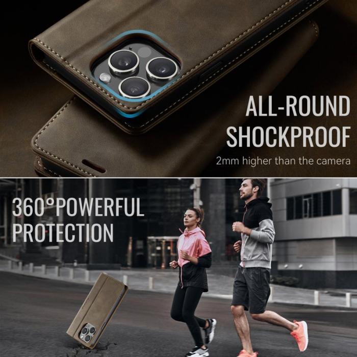 Caseme - CASEME 033 iPhone 14 Pro Max Skal RFID Blocker Läder Kaffe