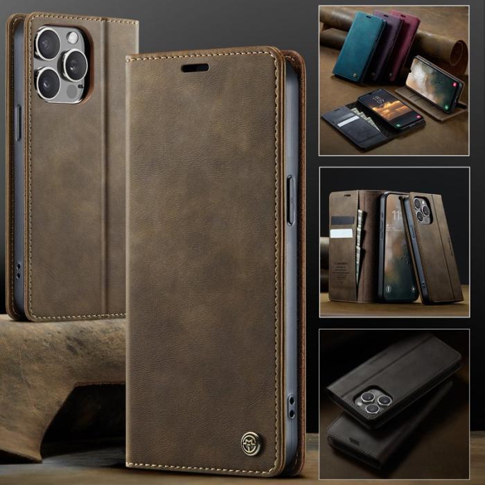 Caseme - CASEME 033 iPhone 14 Pro Skal RFID-blockerande Läder Kaffe