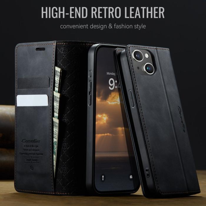 Caseme - CASEME 033 iPhone 15 Plus Skal RFID Blocker Läder Svart