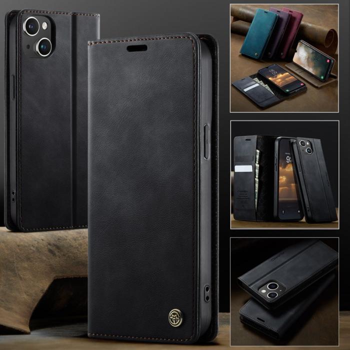 Caseme - CASEME 033 iPhone 15 Plus Skal RFID Blocker Läder Svart