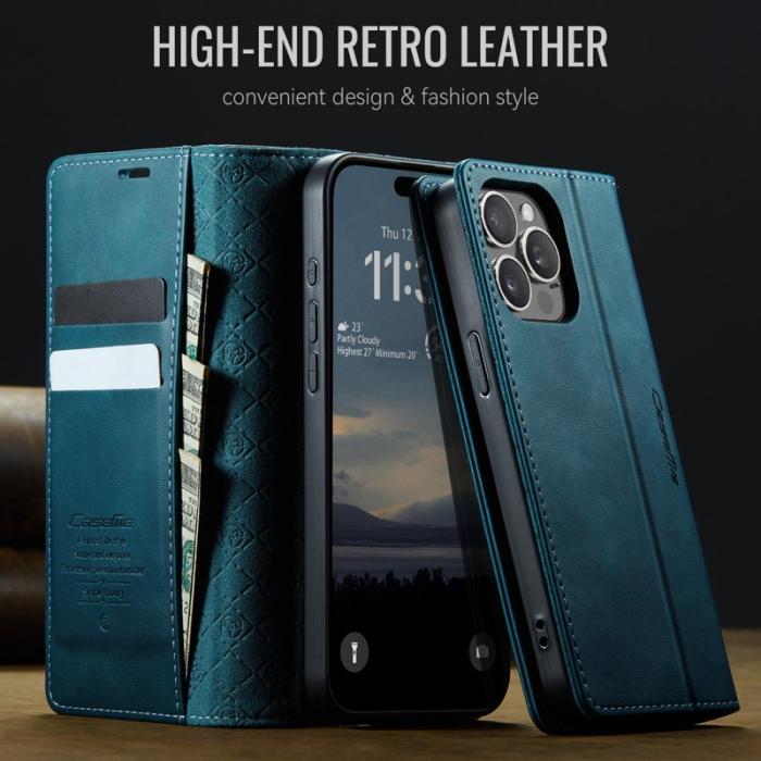 Caseme - CASEME 033 iPhone 15 Pro Fodral RFID Blocker Läder - Grön