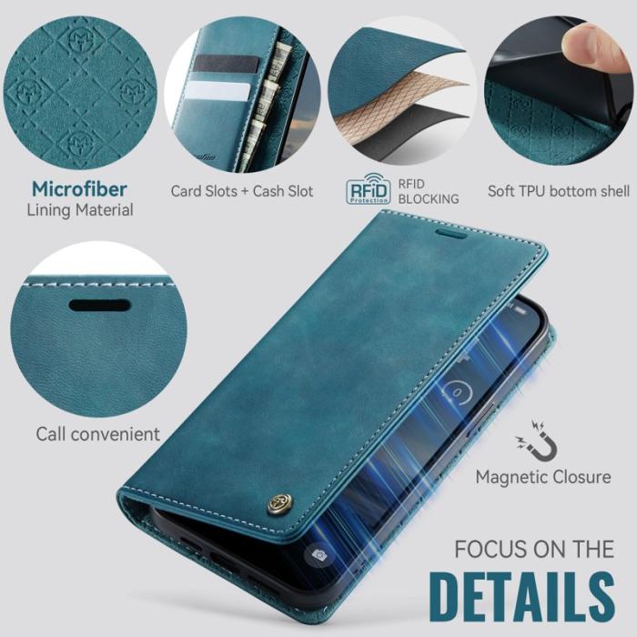 Caseme - CASEME 033 iPhone 15 Pro Max Skal RFID Blocker Läder Grön