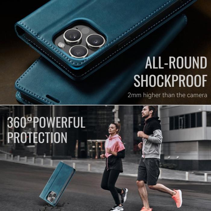 Caseme - CASEME 033 iPhone 15 Pro Max Skal RFID Blocker Läder Grön