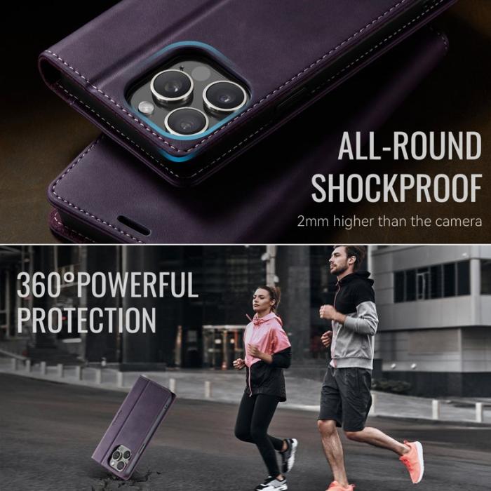 Caseme - CASEME 033 iPhone 15 Pro Max Skal RFID Blocker Läder - Lila