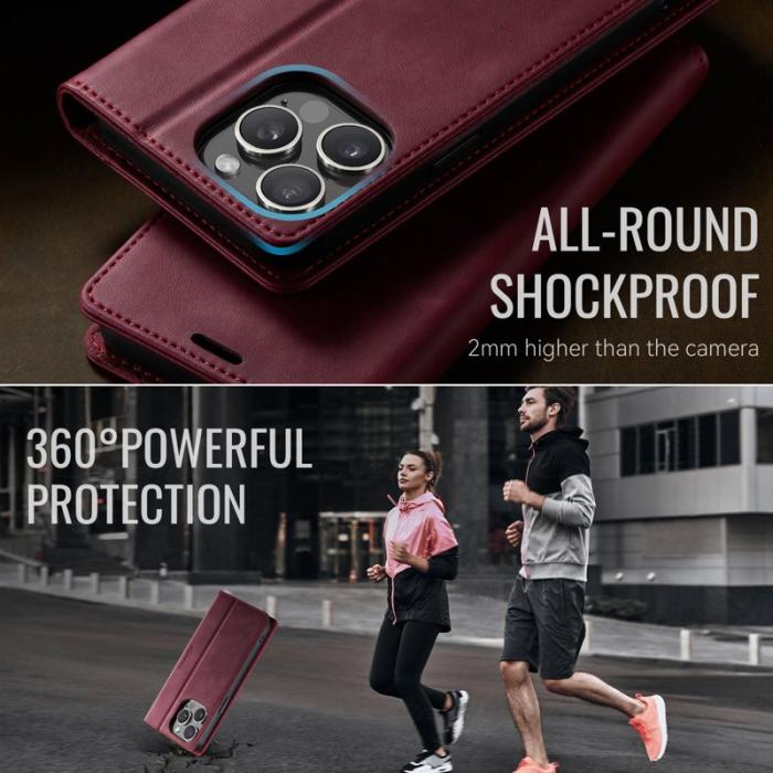 Caseme - CASEME 033 iPhone 15 Pro Skal RFID Blocker Läder Röd